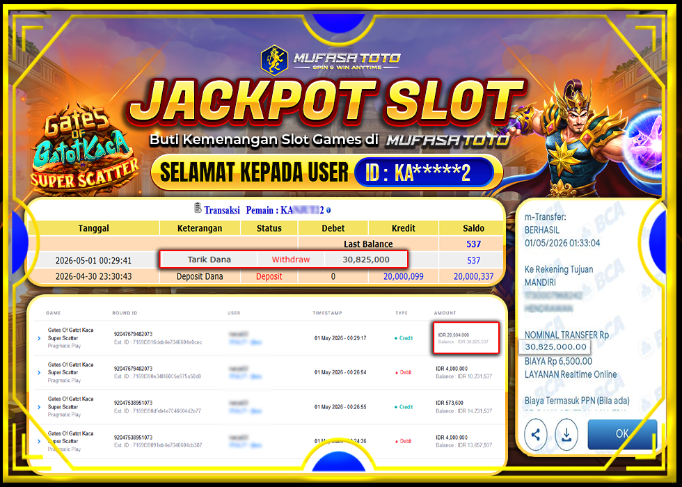 MUFASATOTO JACKPOT PRAGMATIC PLAY Rp. 30.825.000|LUNAS